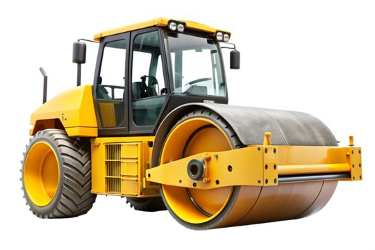 road roller isolated on white background PNG. GENERATIVE AI