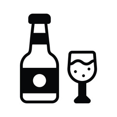 Look at this trendy glyph style icon of champagne bottle with glass