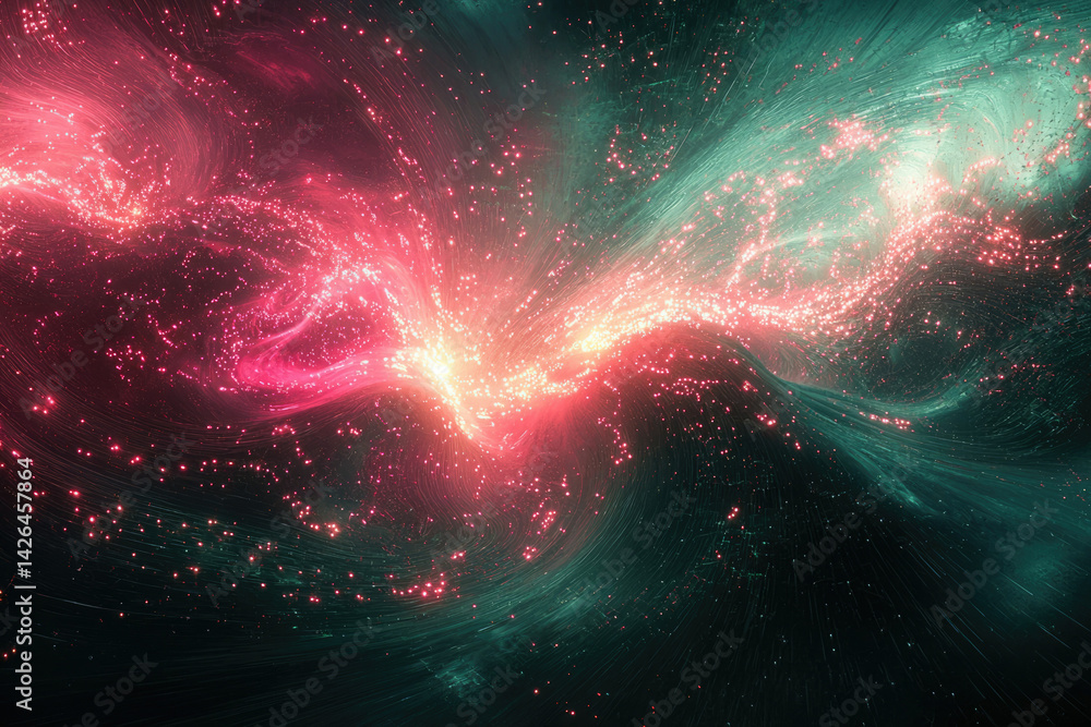 Aufkleber a vibrant abstract rendering features swirling energy fields with pink and teal colors, resembling c