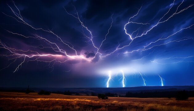 lightning in the night sky
