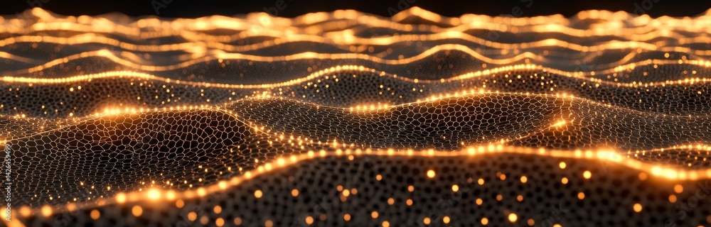 Aufkleber a futuristic black hexagon background is depicted, incorporating a honeycomb concept and a wave of p