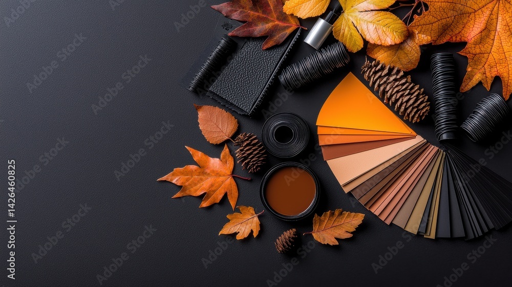 Poster a black background with a variety of colors and objects