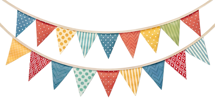front view Triangular flag garland png