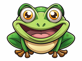 Fototapeta premium A high-quality vector illustration of a funny cartoon frog with wide eyes and a big smile, isolated on a white background