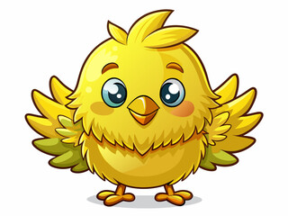 Fototapeta premium A high-quality vector illustration of a fluffy yellow cartoon chick with tiny wings and a round body, isolated on a white background