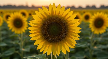 Obraz premium Sunflower Field at Sunset