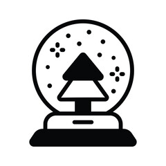Ready to use glyph style icon of snow globe inside pine tree