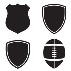 Set of shields. Shield icon vector, badge shape. Security, football patches, Vector military black silhouettes