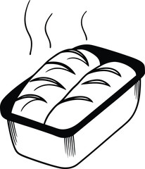  fresh baked bread in bread pan vector