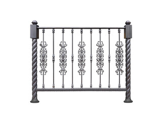 Wrought iron railings, facade.  B.
