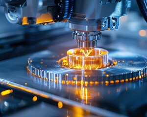 Precision laser machining high tech industrial process close up