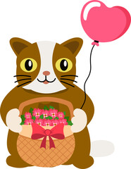 Cute Animal Bring Flower For Valentine's Day