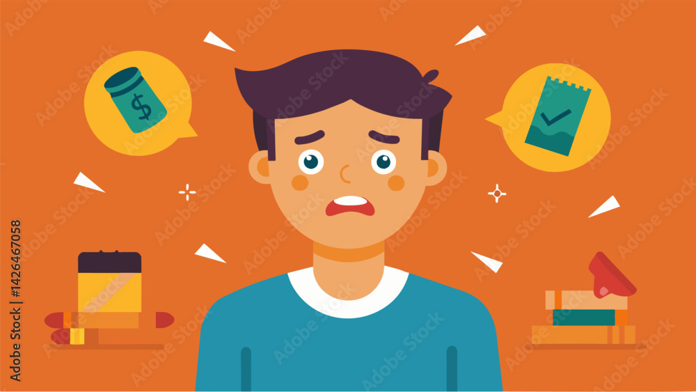 Poster an expression of frustration on a students face as they struggle to find ways to reduce their expens