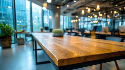 Modern Office Workspace with Wooden Table
