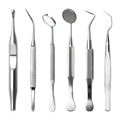 Set of dental tools isolated on white, with clipping path --v 7.0