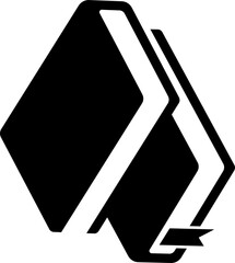 Flat solid black book in vector format. Ideal for apps, websites, educational platforms, library logos, reading interfaces, and minimalist design projects.