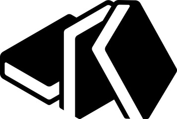 Flat solid black book in vector format. Ideal for apps, websites, educational platforms, library logos, reading interfaces, and minimalist design projects.