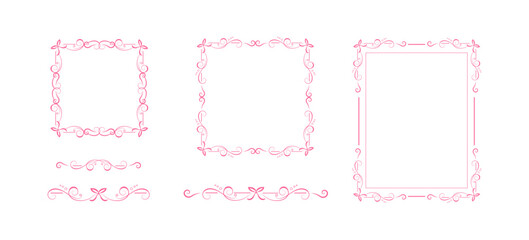 Hand drawn bow ribbon frames and matching text dividers. Elegant fully editable vignettes