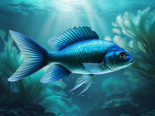 Naklejka premium Fish Displayed Against Various Creative Backgrounds