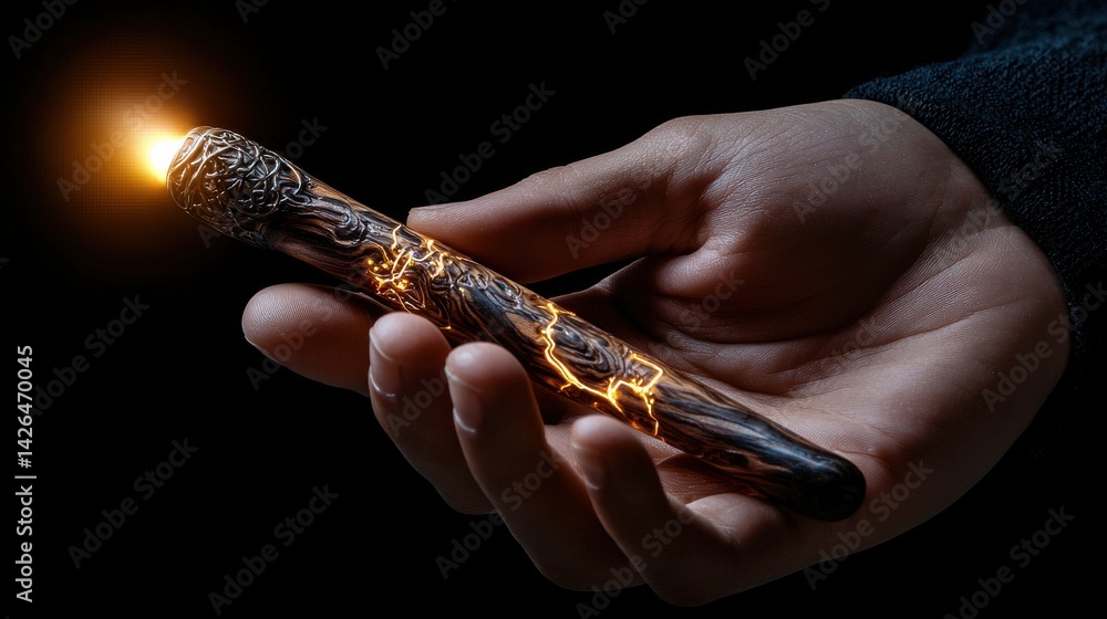Poster a hand holding a glowing object with a lightning bolt on it
