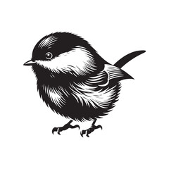 Black-capped chickadee Bird Silhouette - Illustration of Black-capped chickadee, - Minimalist Black-capped chickadee Design .