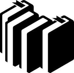 Flat solid black book in vector format. Ideal for apps, websites, educational platforms, library logos, reading interfaces, and minimalist design projects.