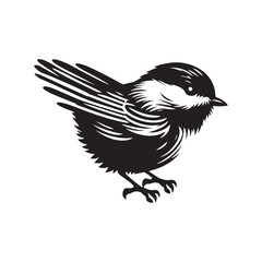 Fototapeta premium Black-capped chickadee Bird Silhouette - Illustration of Black-capped chickadee, - Minimalist Black-capped chickadee Design .