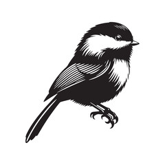 Obraz premium Black-capped chickadee Bird Silhouette - Illustration of Black-capped chickadee, - Minimalist Black-capped chickadee Design .
