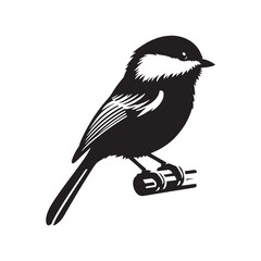 Black-capped chickadee Bird Silhouette - Illustration of Black-capped chickadee, - Minimalist Black-capped chickadee Design .
