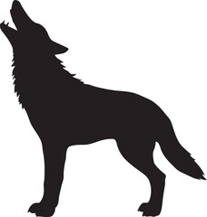Silhouette of wolf howling vector illustration