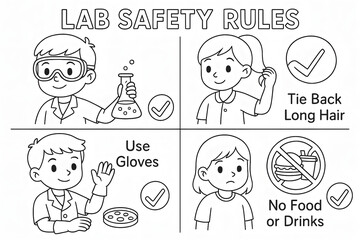 Lab Safety Rules Illustration for Children Educational Coloring Page