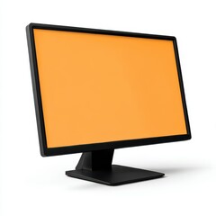 Black monitor with orange screen on white background
