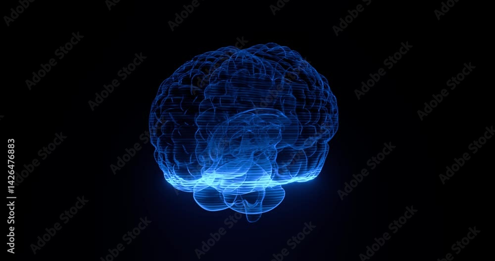 Poster human brain x-ray scan - concept of science, technology and artificial intelligence.