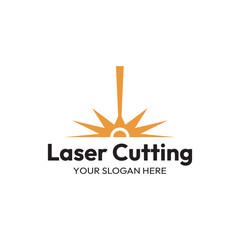 Laser Cutting Machine Logo Design Icon Vector Illustration, CNC Laser Machine Head logo, Laser Engraving Machine.