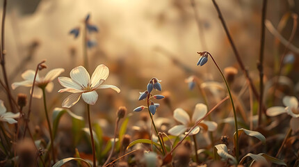 beautiful light spectrum of bluebells flowers, created by generative ai