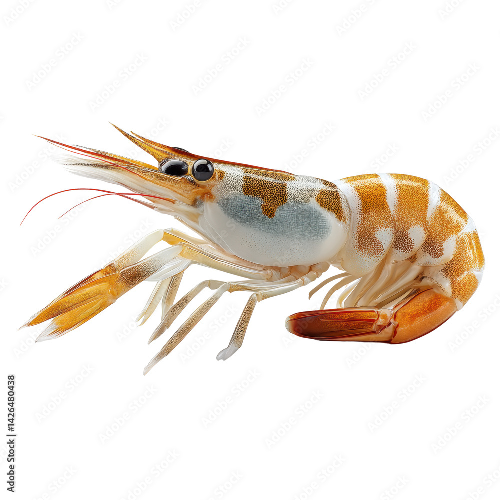 Poster detailed image of shrimp showcasing its vibrant colors and intricate features, highlighting unique p