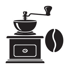 Coffee Grinder Vector Icon, Coffee Beans, Kitchen Equipment, Fresh Coffee