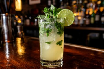 Classic mojito with mint and lime.