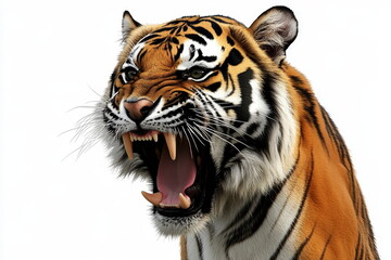 Close-up Portrait of a Roaring Tiger