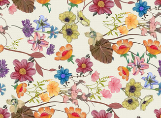 Colorful seamless floral digital design