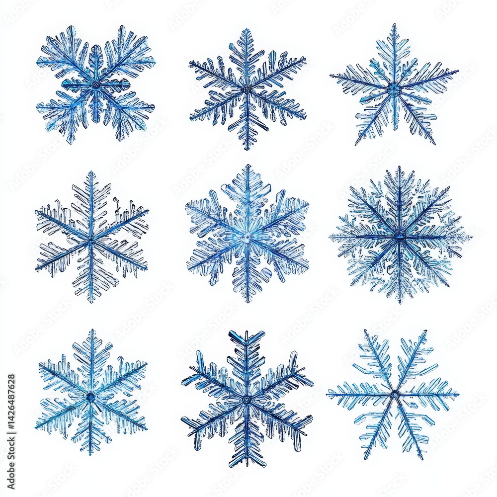 Poster collection of stunning snowflake patterns
