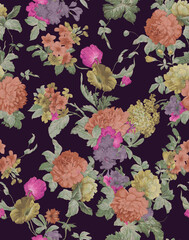 Colorful seamless floral digital design