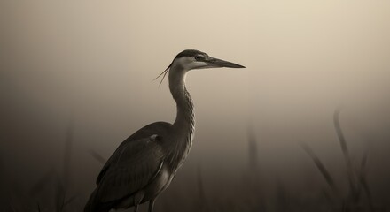 Fototapeta premium Great Blue Heron in Sepia Tones