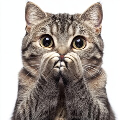 Fototapeta premium Close-up Portrait of a Shocked Tabby Cat