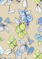 Colorful seamless floral digital design