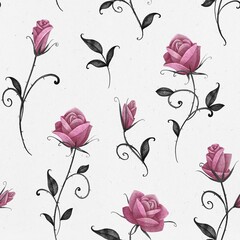Seamless pattern with roses. A light background. Stock illustration.