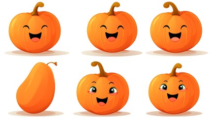 Funny and Cute Pumpkin Vector Cartoon Illustration for Halloween Designs