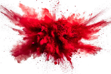 [Transparent Background PNG]Explosive Red Powder Explosion on White Background