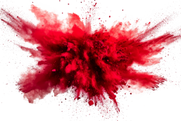[Transparent Background PNG]Explosive Red Powder Explosion on White Background