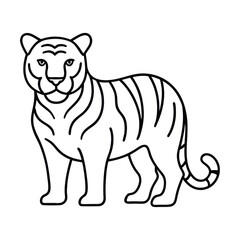 Fototapeta premium Simple line art of standing tiger illustration wild animal outline vector